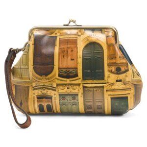 PATRICIA NASH 'Savena' Framed KissLock Wristlet "Doorways to Italy" Gift Box-NWT